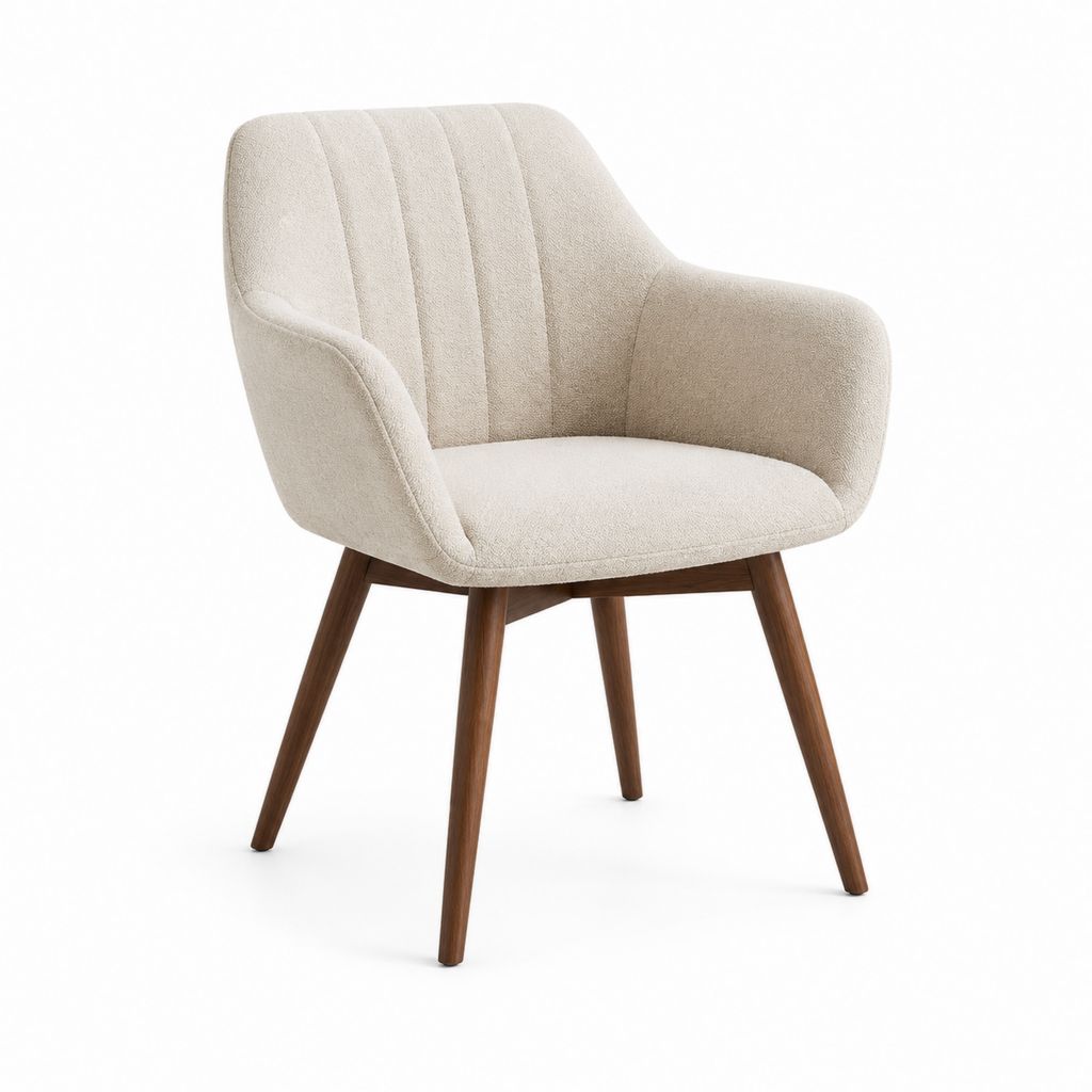 Chaise de salle à manger avec accoudoirs beige en polyester pieds en bois massif 83 x 60 x 61 cm