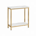 Console d'entrée rectangulaire blanc effet marbre et doré en panneaux MDF et acier 80 x 30 x 80 cm