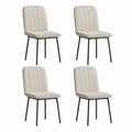 Lot de 4 chaises de salle à manger beige en polyester et acier 44 x 56 x 86 cm