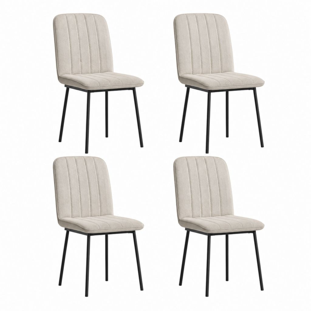 Lot de 4 chaises de salle à manger beige en polyester et acier 44 x 56 x 86 cm