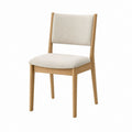 Chaise de salle à manger beige en chêne massif avec assise et dossier rembourrés 45 x 53 x 84 cm