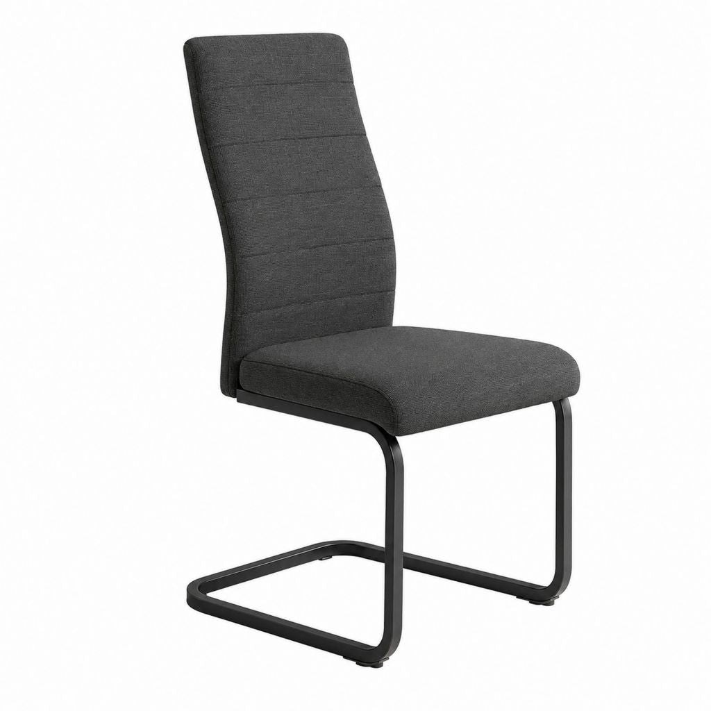 Chaise de salle à manger gris anthracite en polyester avec piètement luge en acier 44 x 60 x 98 cm