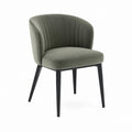 Chaise de salle à manger capitonnée vert olive en velours polyester forme arrondie 58 x 60 x 80 cm