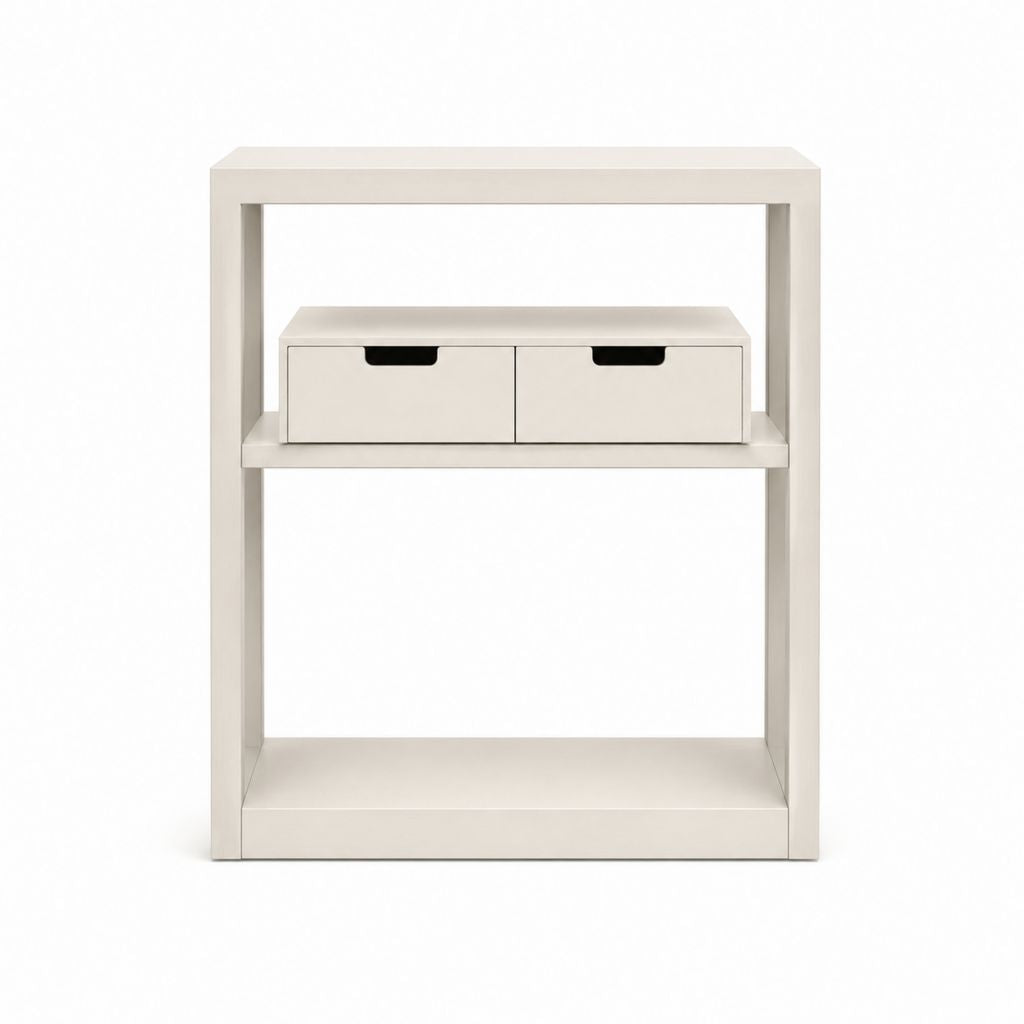 Console d'entrée avec 2 tiroirs blanc cassé en panneaux MDF rectangulaire 80 x 30 x 120 cm