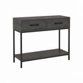 Console d'entrée 2 tiroirs avec étagère gris anthracite MDF et acier rectangulaire 100 x 35 x 80 cm