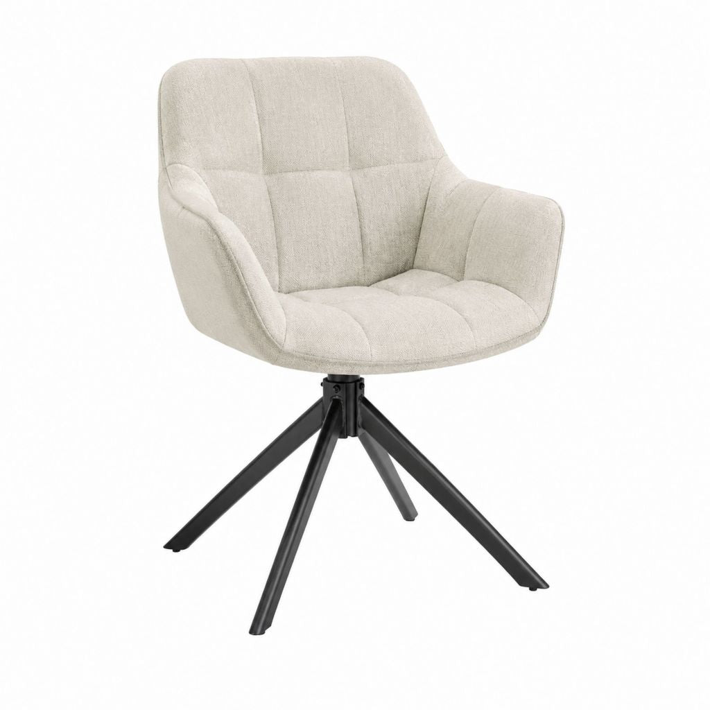 Chaise de salle à manger pivotante beige en polyester avec piètement acier 62 x 63 x 86 cm