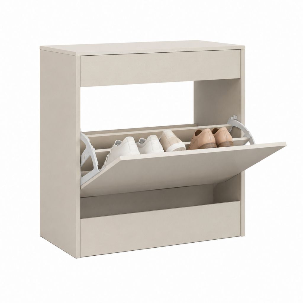 Meuble à chaussures basculant beige en panneaux de particules 80 x 30 x 95 cm