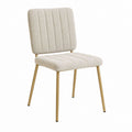 Chaise de salle à manger beige en polyester bouclé et acier doré 48 x 57 x 82 cm