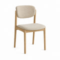 Chaise de salle à manger beige en chêne massif et polyester 50 x 55 x 80 cm