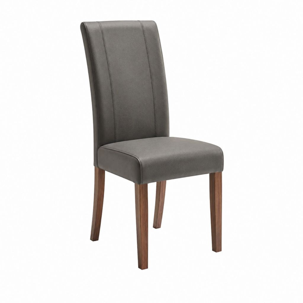 Chaise de salle à manger grise en similicuir PU avec pieds en bois 45 x 55 x 101 cm