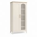 Armoire de cuisine 2 portes blanc cassé en panneaux MDF et verre strié 80 x 40 x 180 cm