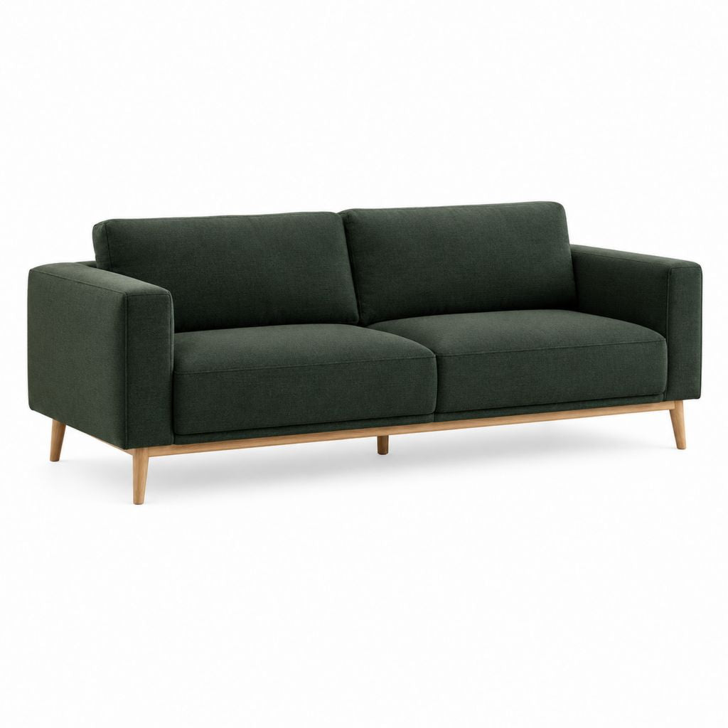 Canapé 2 places vert foncé en polyester avec pieds en bois massif 180 x 85 x 85 cm