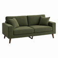 Canapé 2 places vert olive en polyester avec pieds en bois massif 170 x 85 x 85 cm
