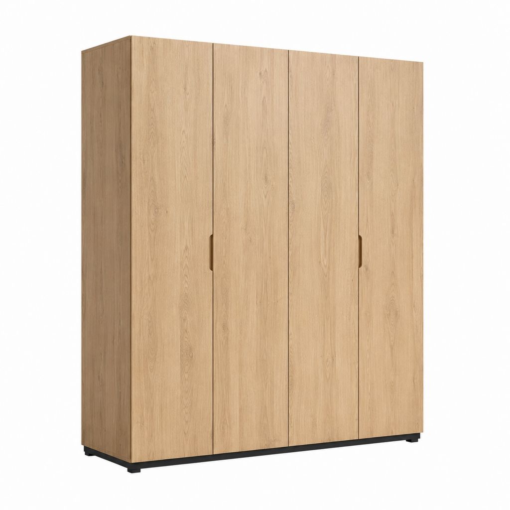 Armoire à chaussures 4 portes chêne clair en panneaux de particules 120 x 40 x 180 cm