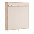 Armoire à chaussures rectangulaire beige en bambou et polyester 110 x 30 x 120 cm